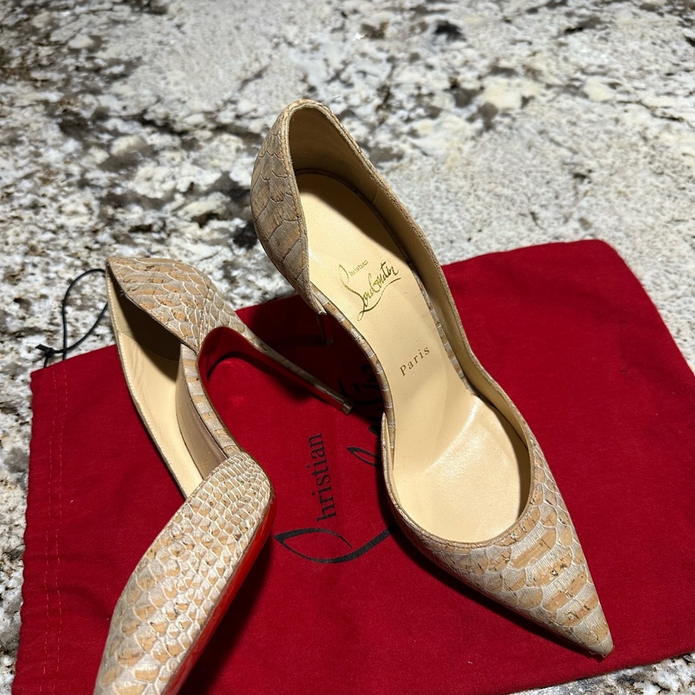 Christian Louboutin Iriza Shoes - Cream Stiletto Heels - Picture 2 of 7